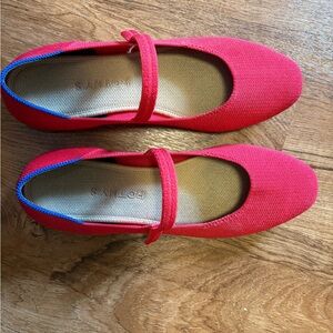 Rothy's Pink Mary Jane Flats with Blue Trim